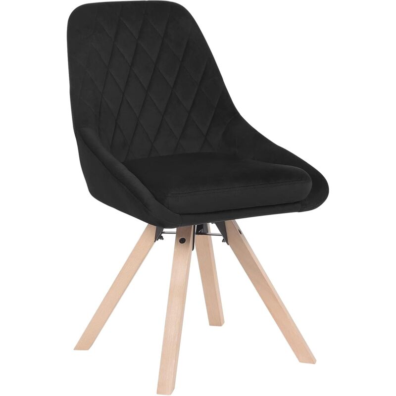 foto del prodotto sedia per sala da pranzo girevole. sedia da cucina con gambe in faggio. sedia in velluto. seduta imbottita. per camera da letto. soggiorno. nero