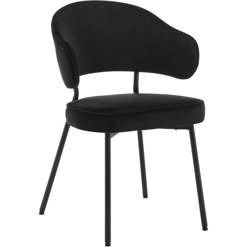 foto del prodotto sedia per sala da pranzo. sedia da cucina con schienale. sedia imbottita e rivestita in velluto con gambe metalliche. sedia moderna per camera da