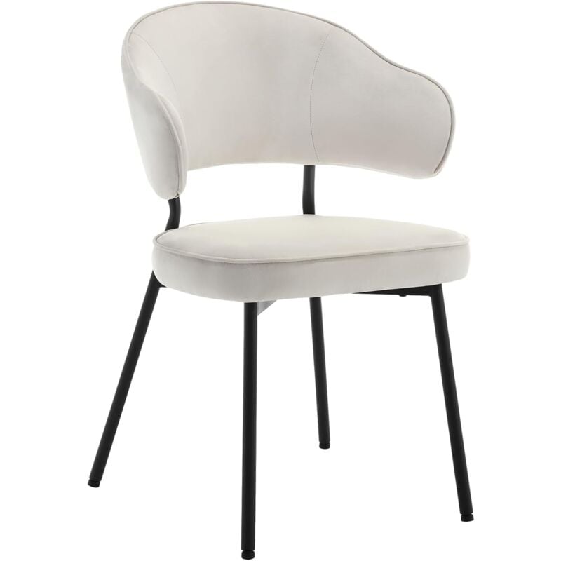 foto del prodotto sedia per sala da pranzo. sedia da cucina con schienale. sedia imbottita e rivestita in velluto con gambe metalliche. sedia moderna per camera da