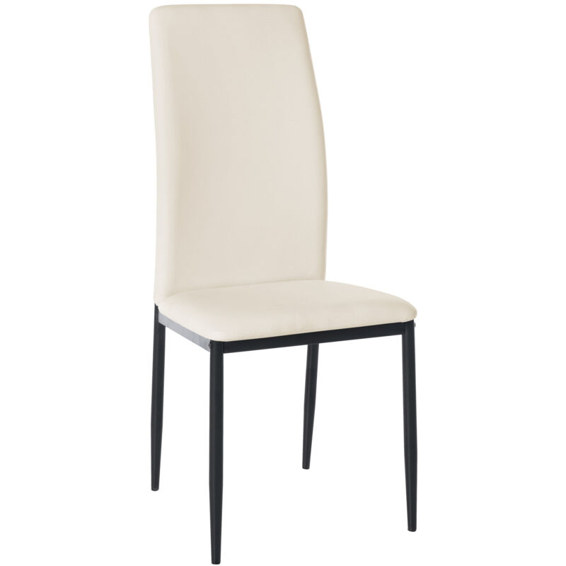 foto del prodotto sedia per sala da pranzo x1 design classico in pvc crema base a quattro gambe in metallo nero 100002093
