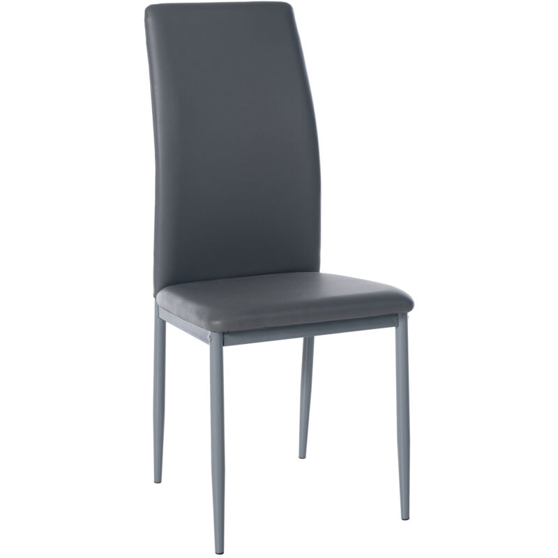 foto del prodotto sedia per sala da pranzo x1 design classico in pvc grigio base a quattro gambe in metallo grigio 100002092