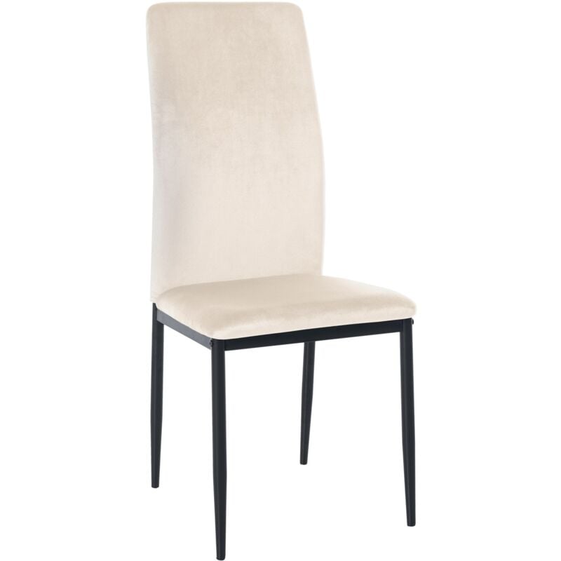foto del prodotto sedia per sala da pranzo x1 design classico in velluto crema base a quattro gambe in metallo nero 100002096
