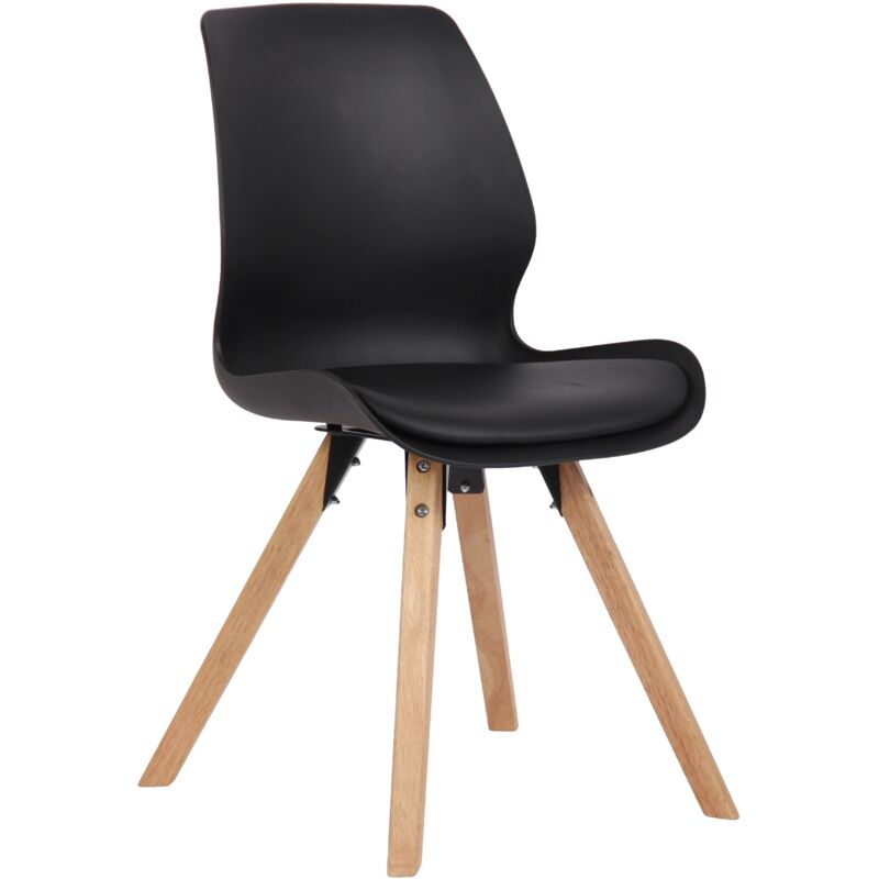 foto del prodotto sedia per sala da pranzo x1 design scandinavo in plastica nera e pvc e gambe quadrate in legno chiaro 100002301