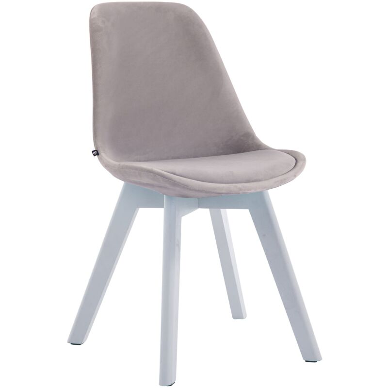 foto del prodotto sedia per sala da pranzo x1 design scandinavo in velluto grigio e base in legno bianco a 4 gambe 100003291