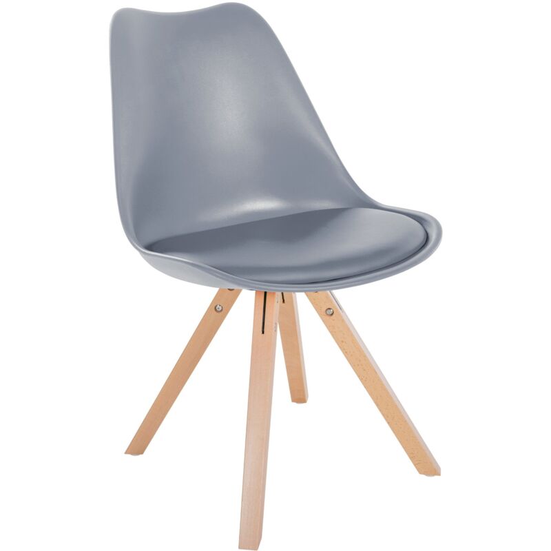 foto del prodotto sedia per sala da pranzo x1 stile scandinavo seduta in plastica grigia e gambe quadrate in legno chiaro 100001453
