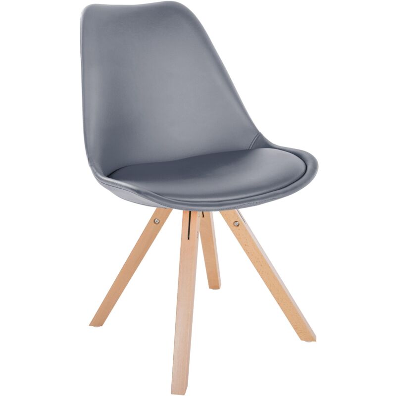 foto del prodotto sedia per sala da pranzo x1 stile scandinavo seduta in pvc grigio e gambe quadrate in legno chiaro 100001442