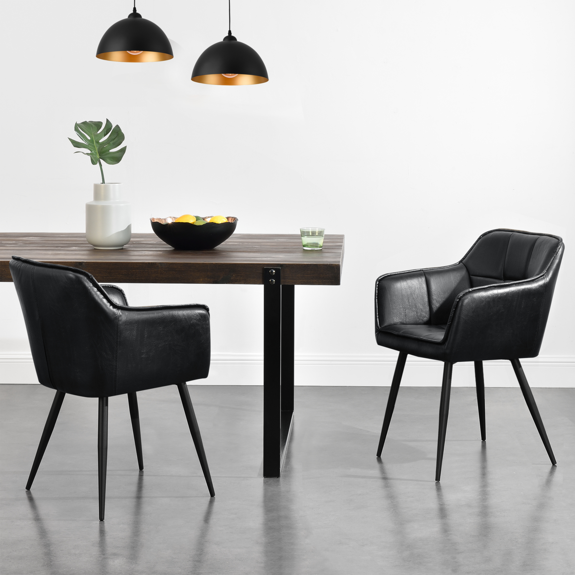 foto del prodotto sedia per sala pranzo birmingham similpelle nero en.casa 