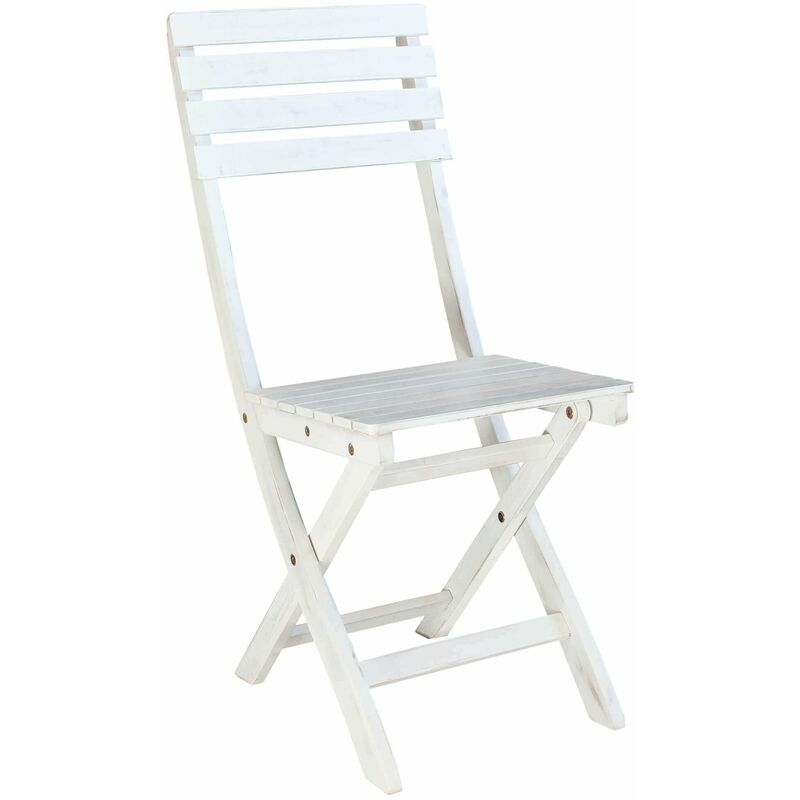 foto del prodotto sedia pieghevole da esterno e interno senza braccioli in legno di acacia bianco shabby daily