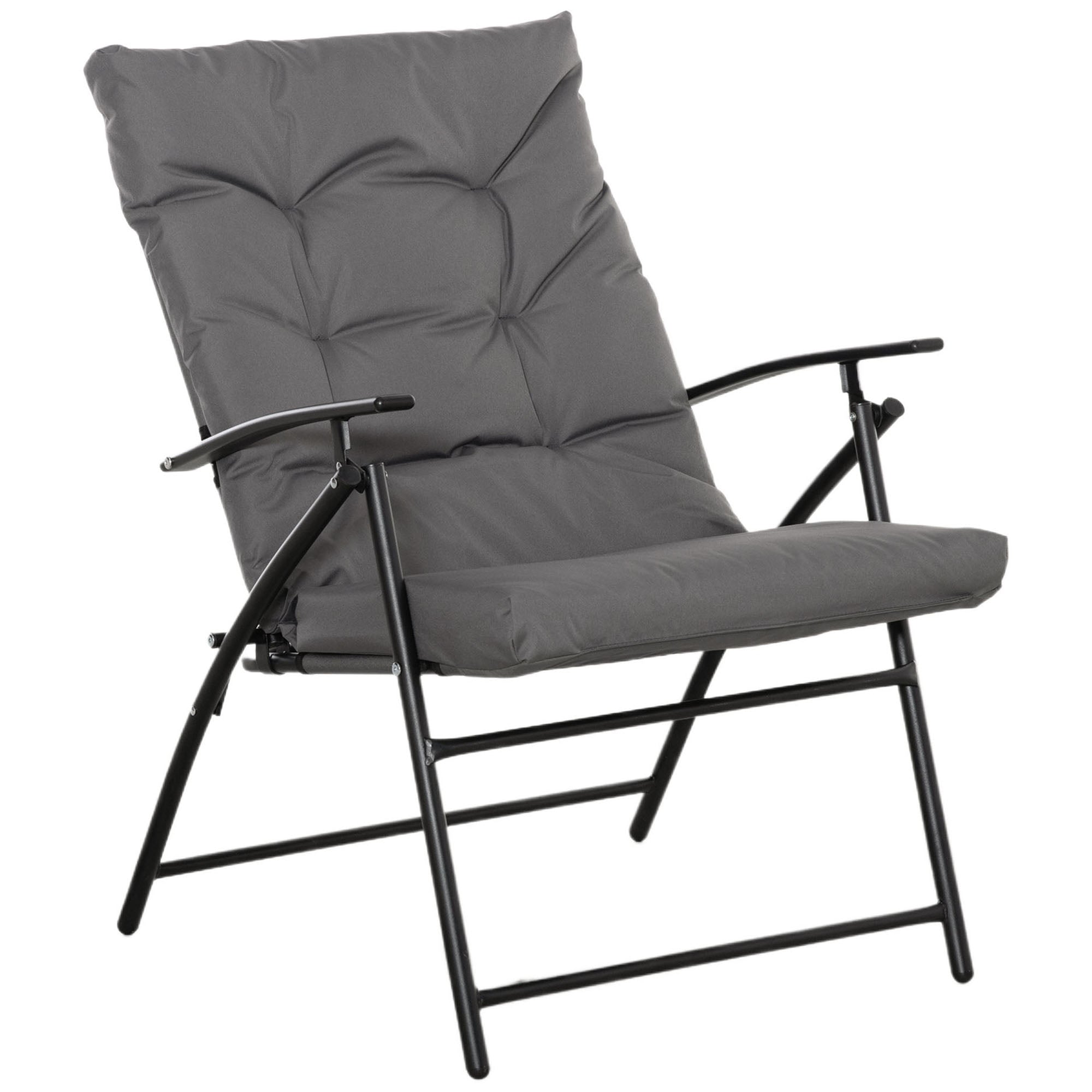foto del prodotto sedia pieghevole da giardino 65x65x94 cm in metallo e tessuto oxford grigio