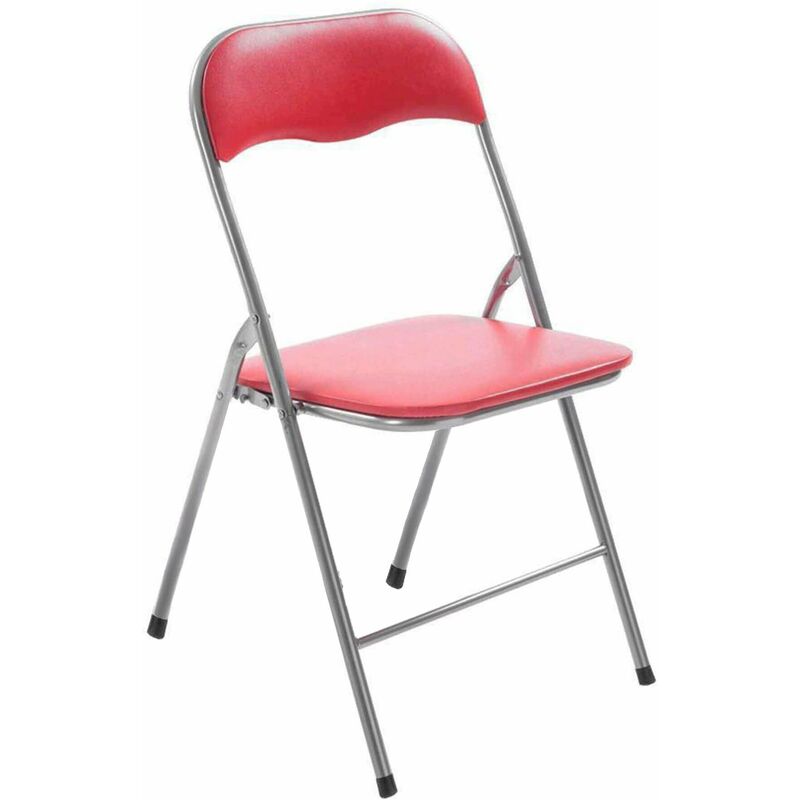 foto del prodotto sedia pieghevole da interno o esterno in acciaio con seduta e schienale in pvc imbottito closy crimson