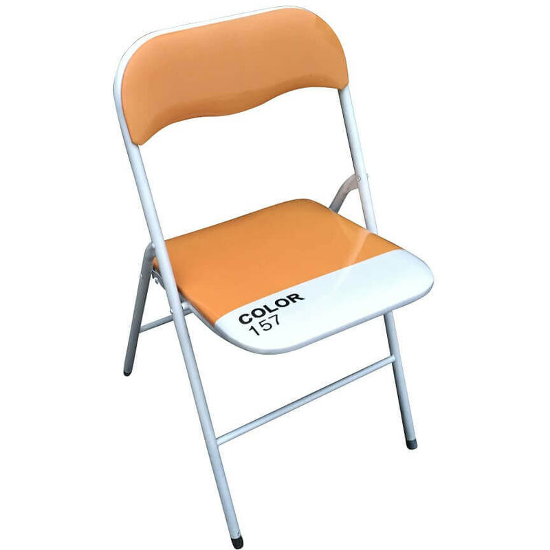foto del prodotto sedia pieghevole da interno o esterno in acciaio con seduta e schienale in pvc imbottito closy orange
