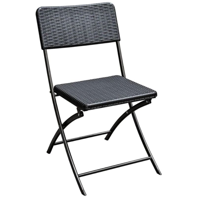 foto del prodotto sedia pieghevole effetto rattan con struttura in acciaio