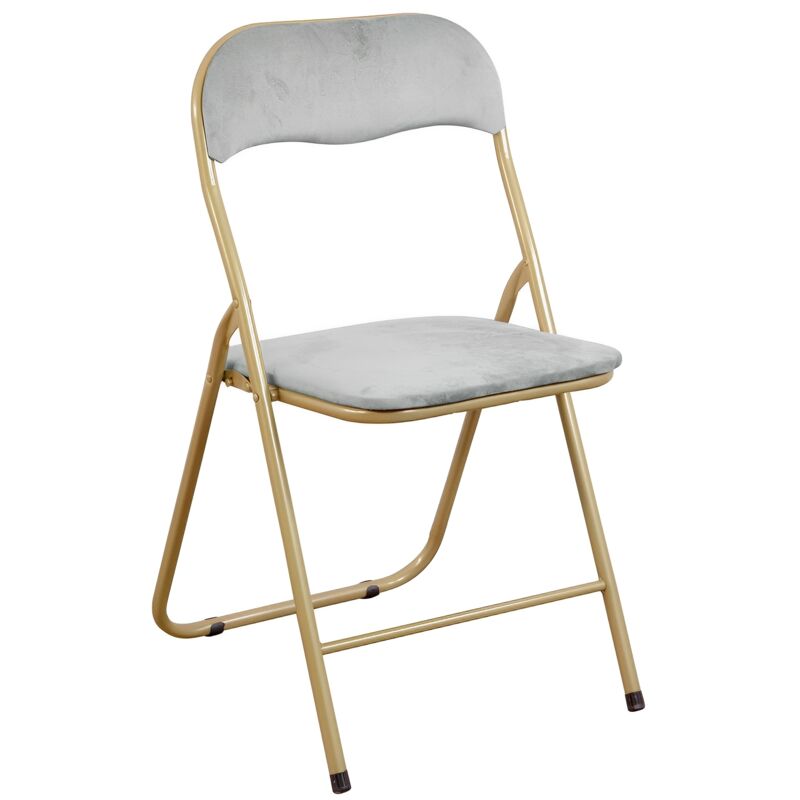 foto del prodotto sedia pieghevole imbottita in velluto velvet da interno ufficio casa resistenti ferro leggere con schienale salvaspazio portatile cynthia velluto
