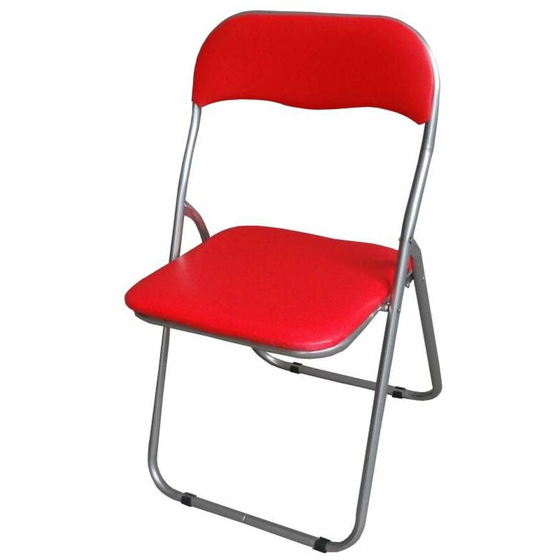 foto del prodotto sedia pieghevole imbottita rossa confortevole e pratica 44x45x79 cm
