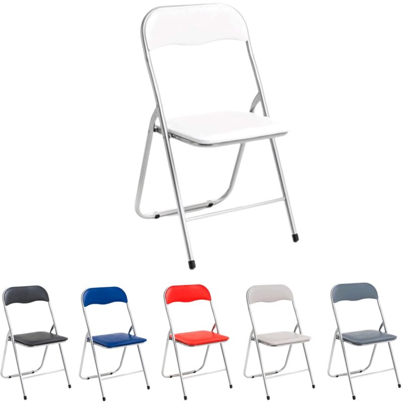 foto del prodotto sedia pieghevole imbottita salvaspazio portatile richiudibile da interno esterno giardino campeggio ufficio resistenti ferro leggere bianca marvin