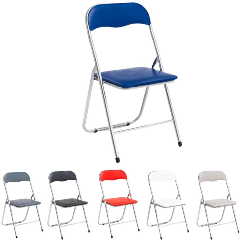 foto del prodotto sedia pieghevole imbottita salvaspazio portatile richiudibile da interno esterno giardino campeggio ufficio resistenti ferro leggere blu marvin