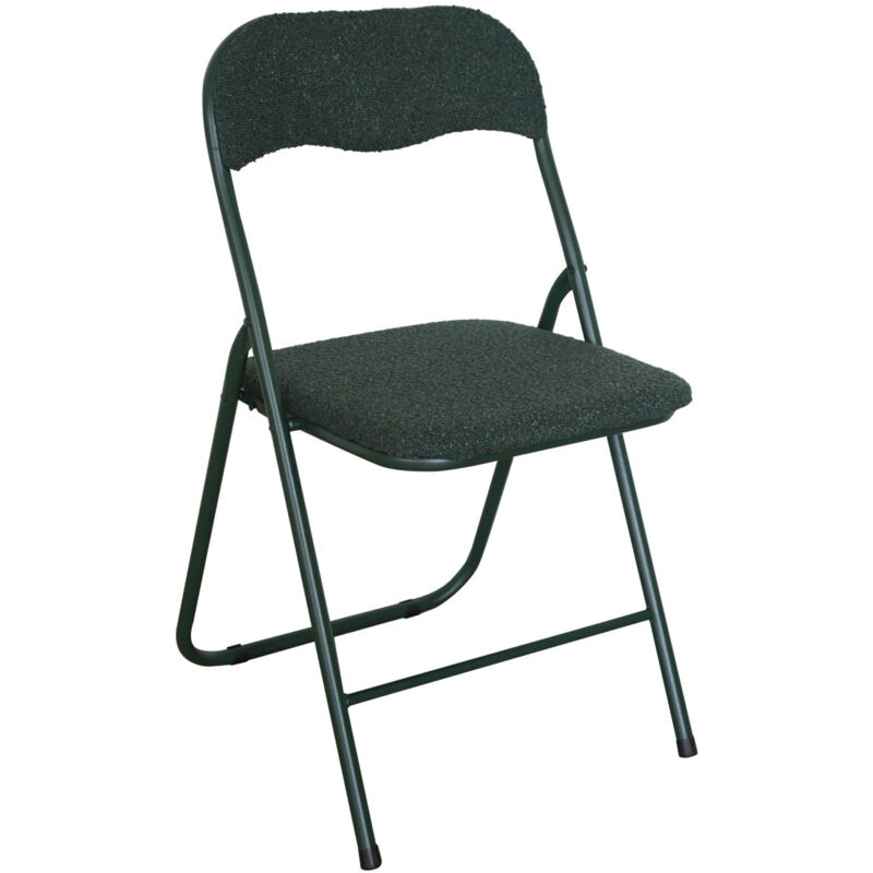 foto del prodotto sedia pieghevole imbottita teddy in tessuto bouclè da interno ufficio casa resistenti ferro leggere colorate comode con schienale salvaspazio