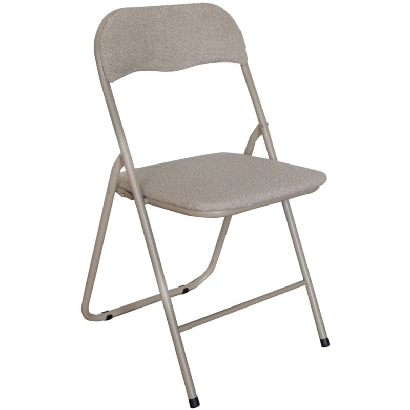 foto del prodotto sedia pieghevole imbottita teddy in tessuto bouclè da interno ufficio casa resistenti ferro leggere colorate comode con schienale salvaspazio