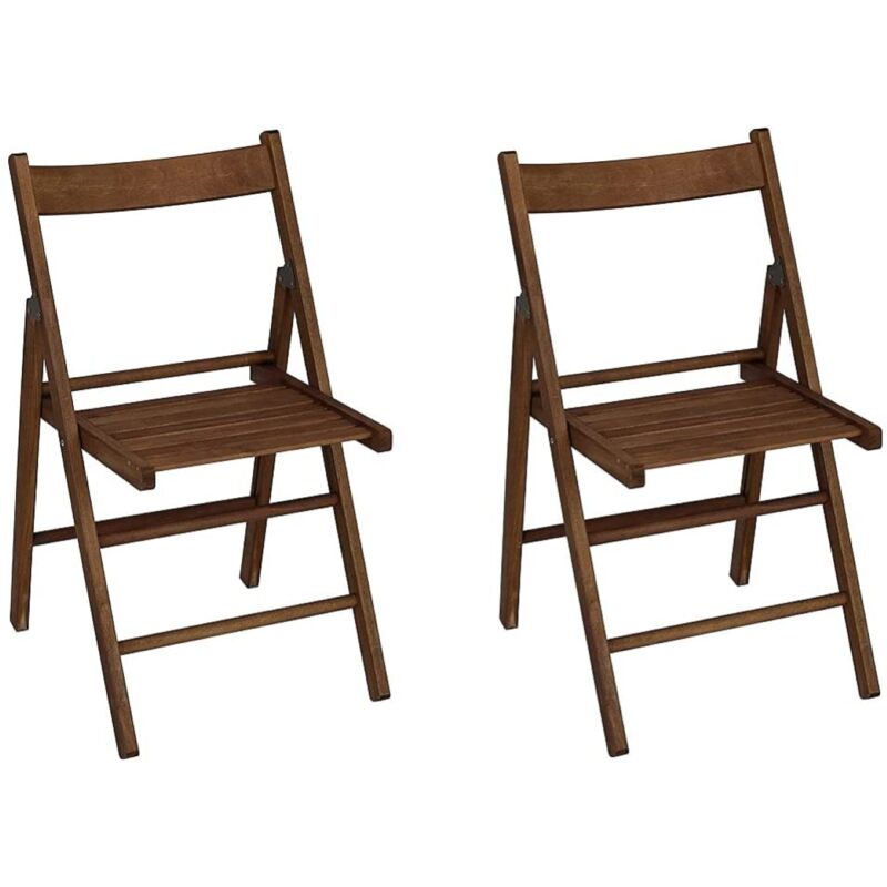 foto del prodotto sedia pieghevole in legno noce per casa giardino campeggio richiudibile set 2 pz