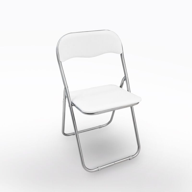 foto del prodotto sedia pieghevole in metallo e pvc bianco