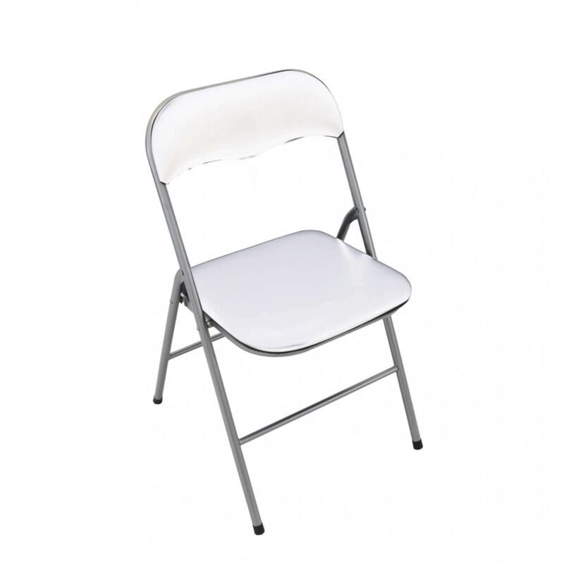 foto del prodotto sedia pieghevole salvaspazio in acciaio,pvc cm 44x45x79 slim colore bianco
