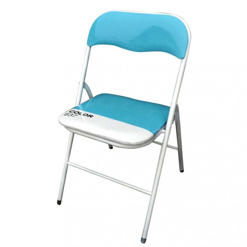 foto del prodotto sedia pieghevole salvaspazio in acciaio,pvc cm 44x45x79 slim colore blu