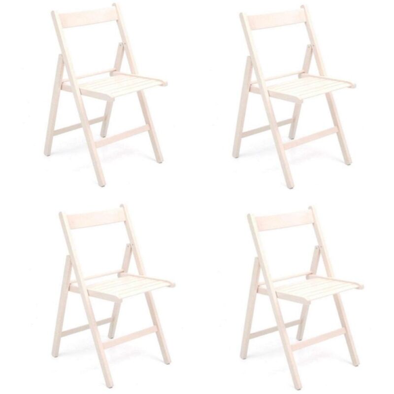 foto del prodotto sedia pieghevole salvaspazio in legno lusso colorata bianco set da 4