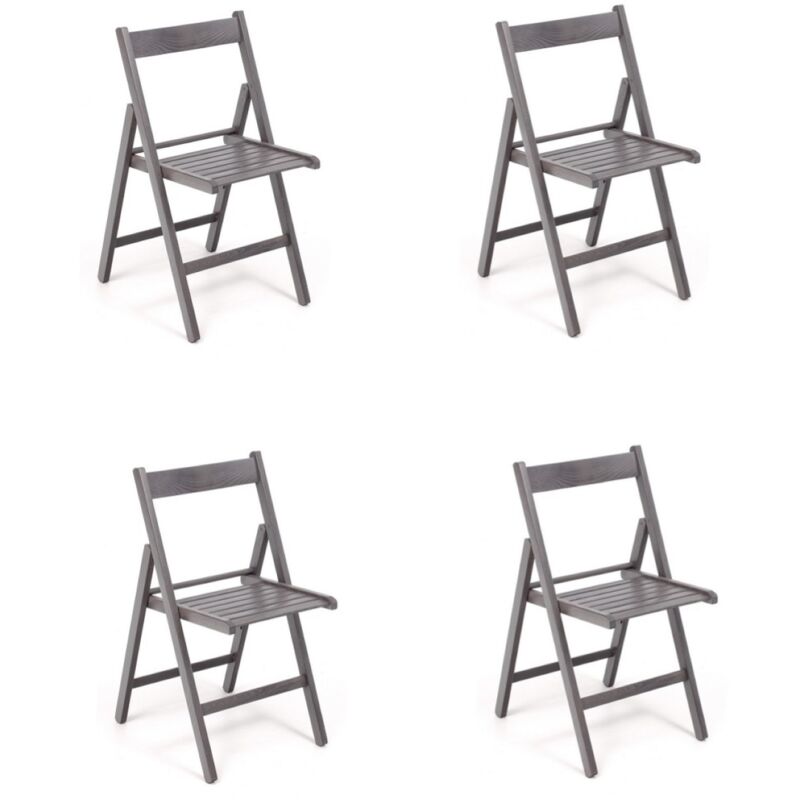 foto del prodotto sedia pieghevole salvaspazio in legno lusso colorata grigio set da 4