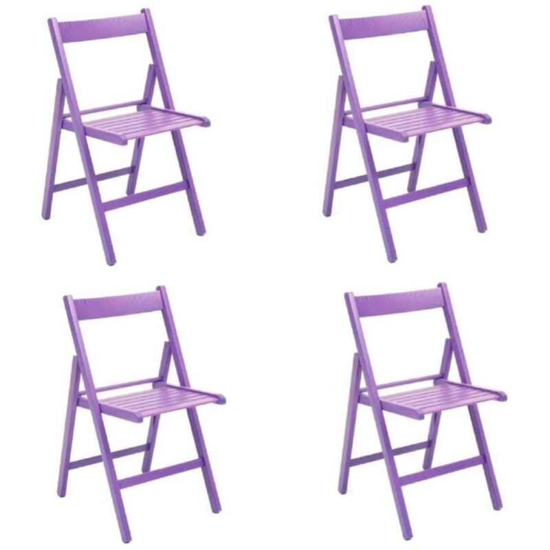 foto del prodotto sedia pieghevole salvaspazio in legno lusso colorata viola set da 4