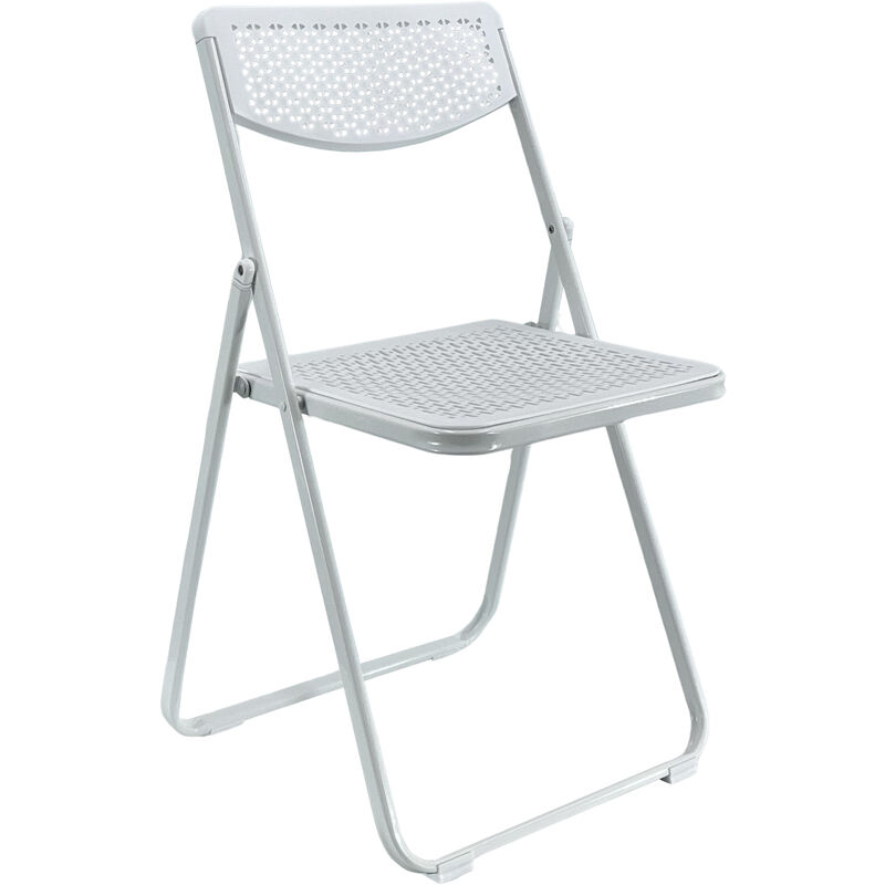 foto del prodotto sedia pieghevole smarty salvaspazio metallo e polipropilene richiudibile slim portatile bianco bianco