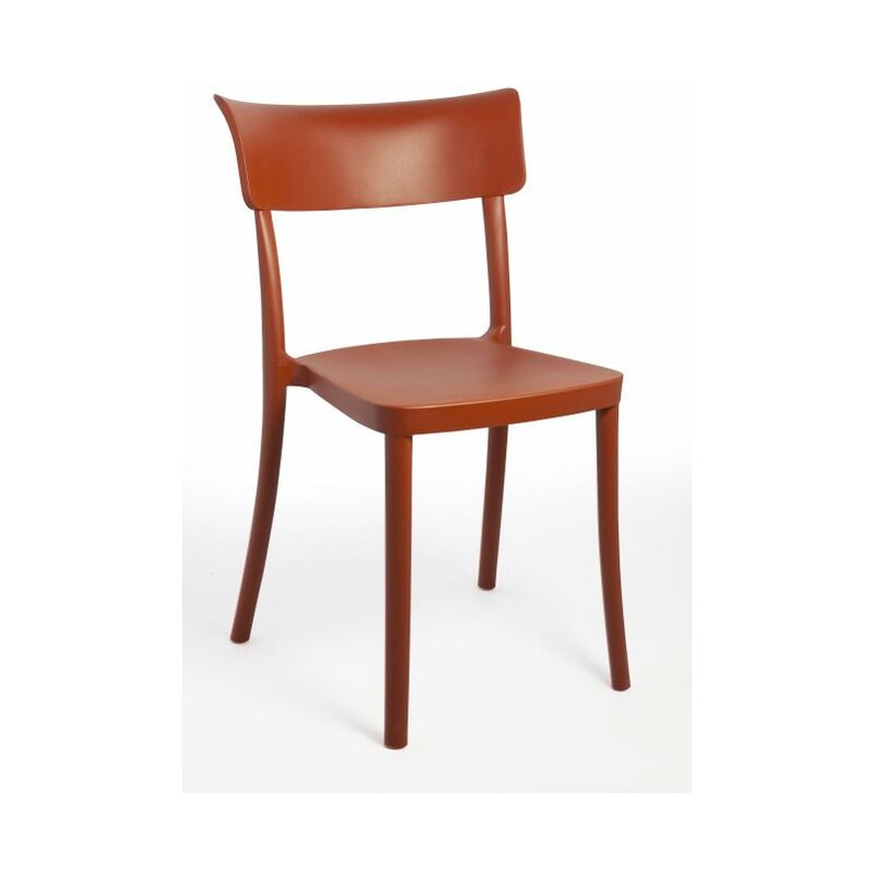 foto del prodotto sedia polipropilene colorata design moderno, da esterno, sala da pranzo, cucina e bar impilabile saretina 9 colori colore rosso ruggine,