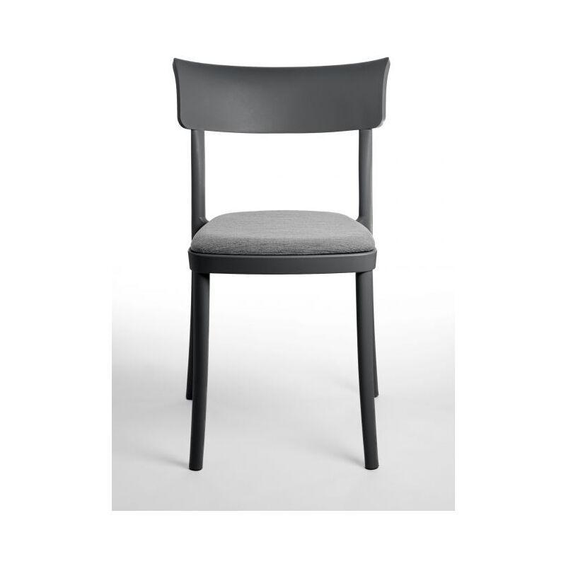 foto del prodotto sedia polipropilene imbottita velluto design moderno per cucina, sala da pranzo e bar - saretina - 5 colori combinazione sedia ardesia - cuscino