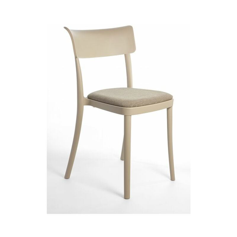 foto del prodotto sedia polipropilene imbottita velluto design moderno per cucina, sala da pranzo e bar saretina 5 colori combinazione sedia cappuccino cuscino