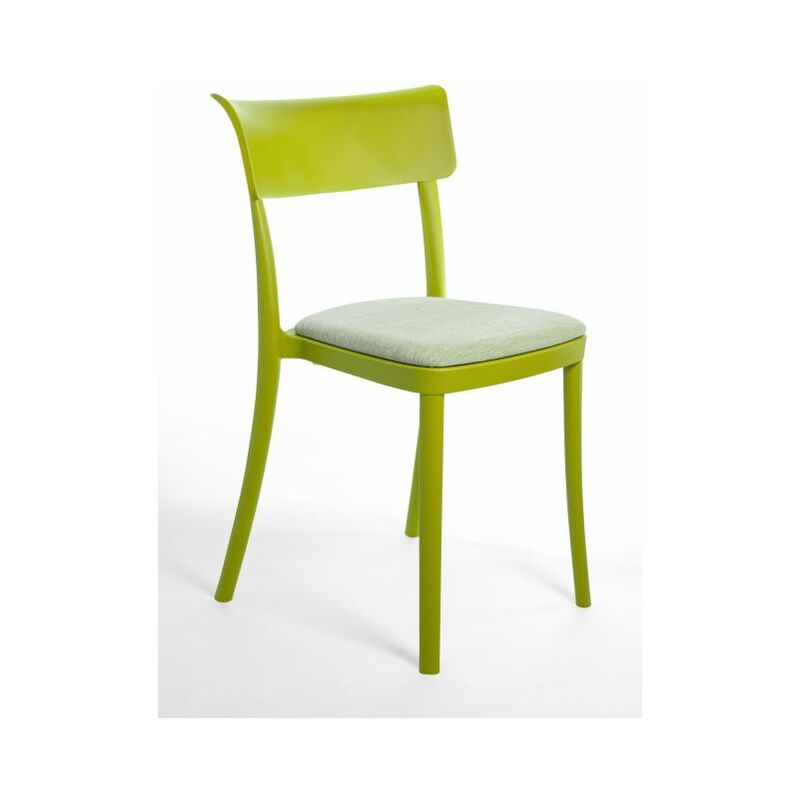 foto del prodotto sedia polipropilene imbottita velluto design moderno per cucina, sala da pranzo e bar - saretina - 5 colori combinazione sedia verde - cuscino