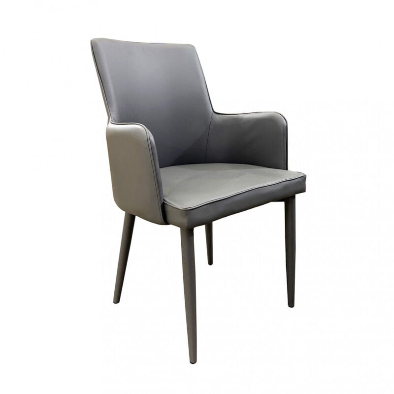 foto del prodotto sedia poltrona da interno in ecopelle con seduta imbottita francy lightgrey