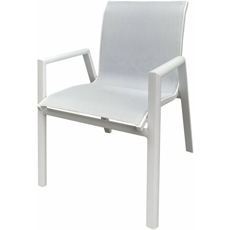 foto del prodotto sedia poltrona elegante in alluminio bianco e textilene da giardino esterno alu white