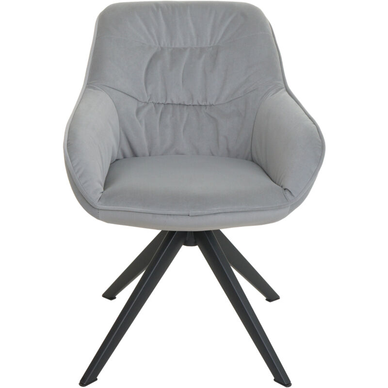 foto del prodotto sedia poltrona girevole con braccioli elegante imbottita hhg 779 tessuto grigio chiaro