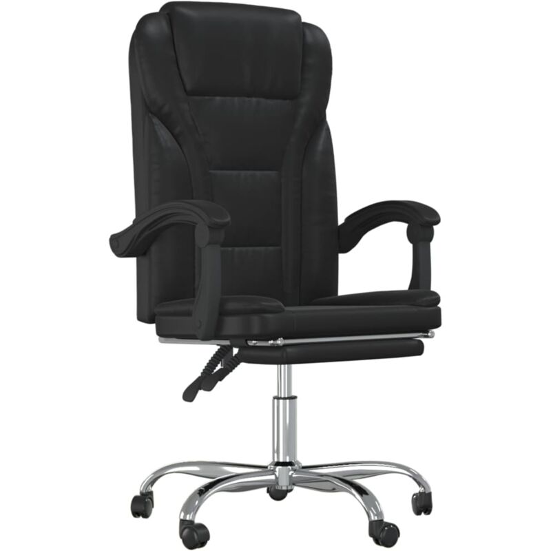 foto del prodotto sedia poltrona girevole sedile reclinabile da ufficio computer studio in similpelle nera