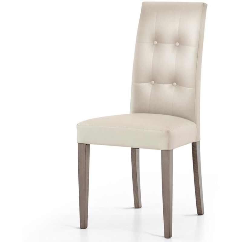 foto del prodotto sedia poltrona imbottita in ecopelle effetto capitonne dodo set 2 pezzi beige
