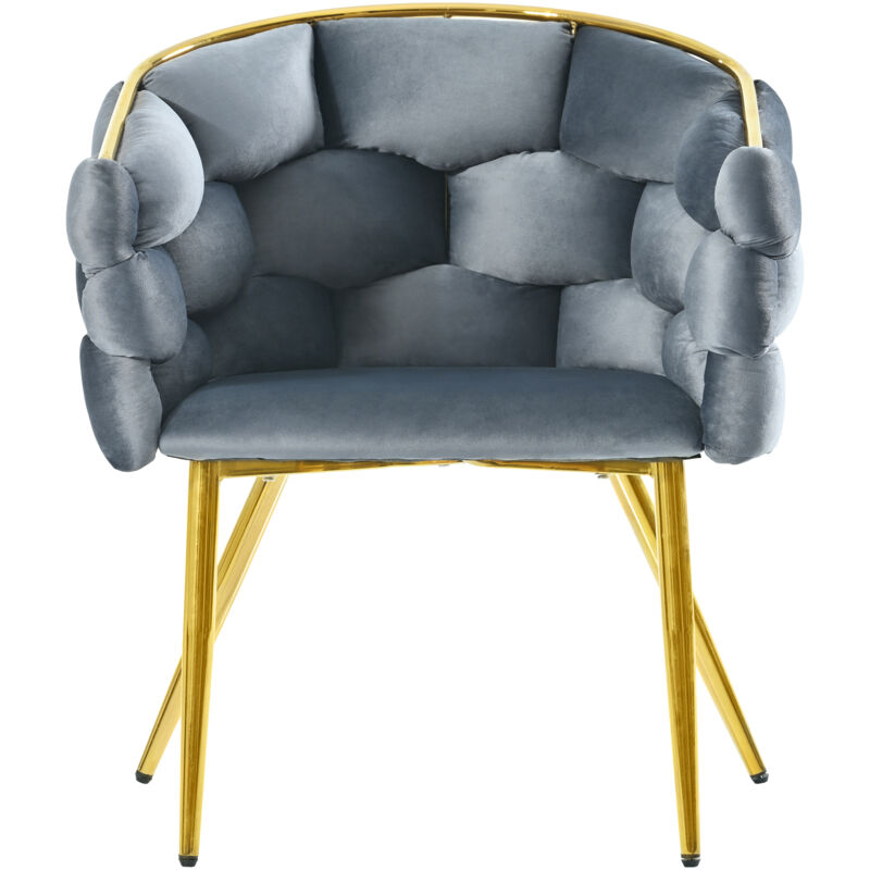 foto del prodotto sedia. poltrona in velluto grigio 52 x 42 x 80 cm con gambe in metallo dorato