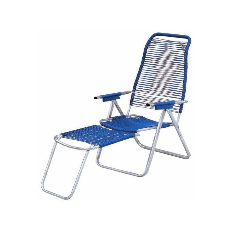 foto del prodotto sedia poltrona sdraio mod cordonata colore blu in metallo schienale regolabile