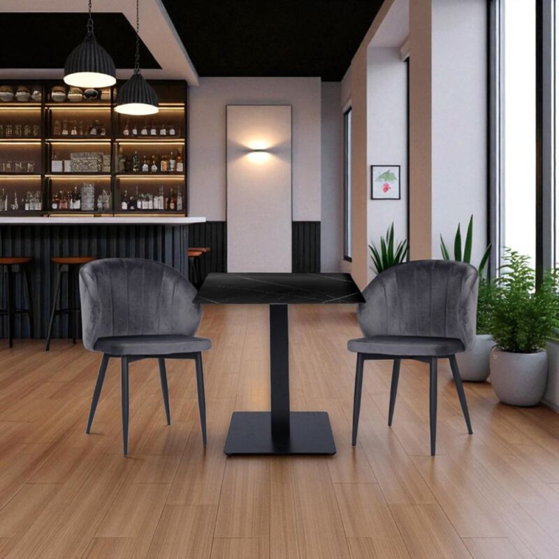 immagine 0 del prodotto sedia poltrona velluto imbottita con gambe in metallo matilde grigio set 4 pezzi