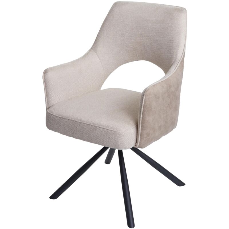 foto del prodotto sedia poltroncina girevole con braccioli elegante imbottita hhg 651 tessuto avorio