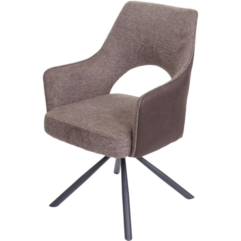 foto del prodotto sedia poltroncina girevole con braccioli elegante imbottita hhg 651 tessuto marrone marrone scuro