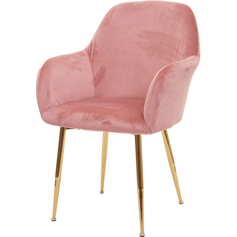 foto del prodotto sedia poltroncina hhg 733 design retr velluto rosa gambe dorate