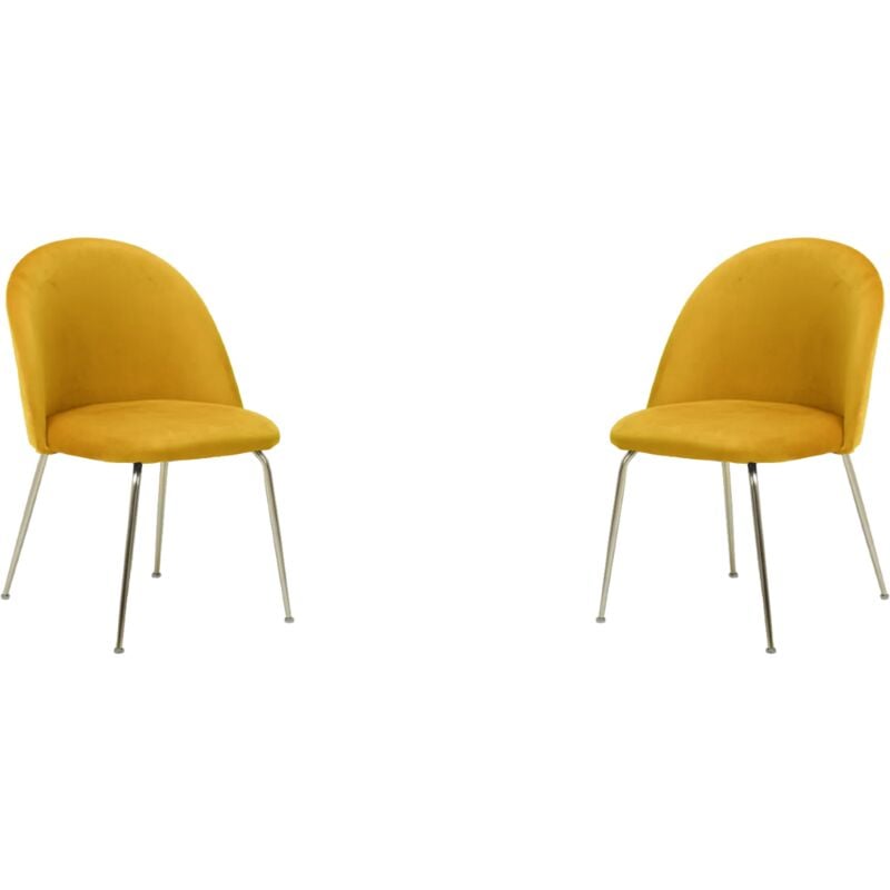 foto del prodotto sedia poltroncina in velluto senape con gambe in metallo oro paris 2 sedie