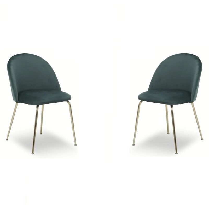 foto del prodotto sedia poltroncina in velluto verde con gambe in metallo oro paris 2 sedie