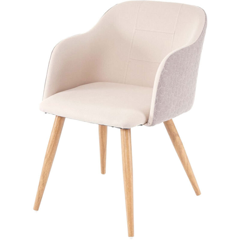 foto del prodotto sedia poltroncine eleganti hhg 237 design retro anni 50 metallo tessuto avorio beige