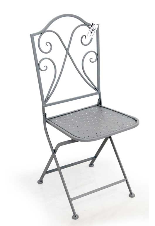 foto del prodotto sedia quadrata in metallo pieghevole 40 x 93 cm colore grigio