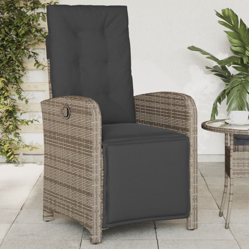 foto del prodotto sedia reclinabile da giardino con poggiapiedi grigia polyrattan vidaxl